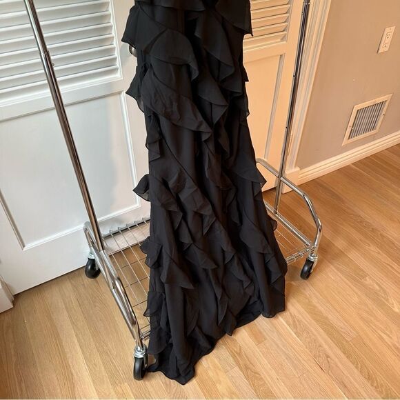 Black Ruffle Formal Gown Prom Dress - Picture 7 of 14